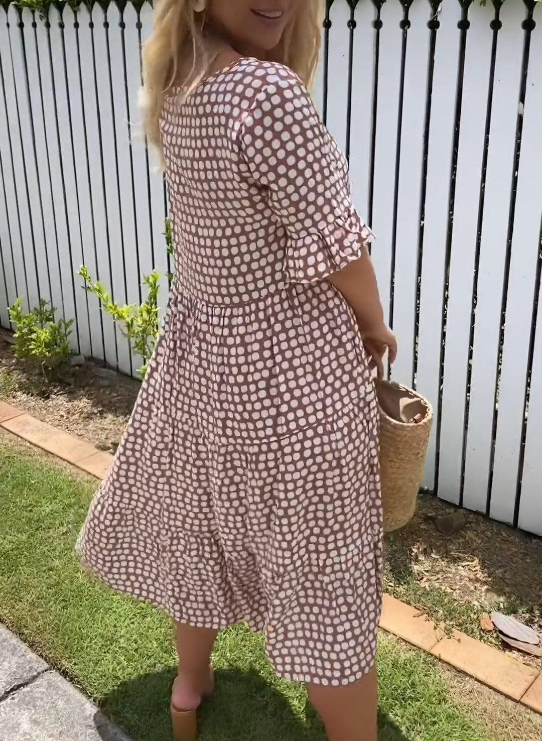 Nicola - Vestido midi de manga corta
