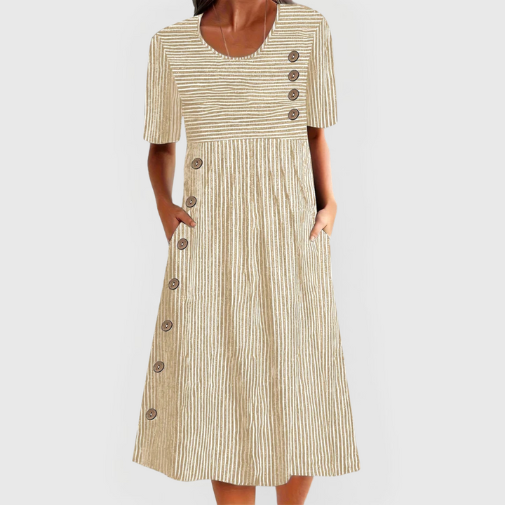 JARNA | VESTIDO MIDI RAYADO