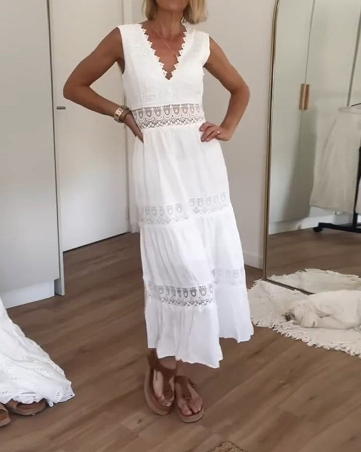 Circe - Vestido Camisola de Encaje con Escote en V