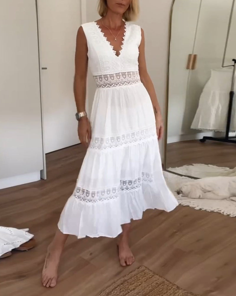 Circe - Vestido Camisola de Encaje con Escote en V