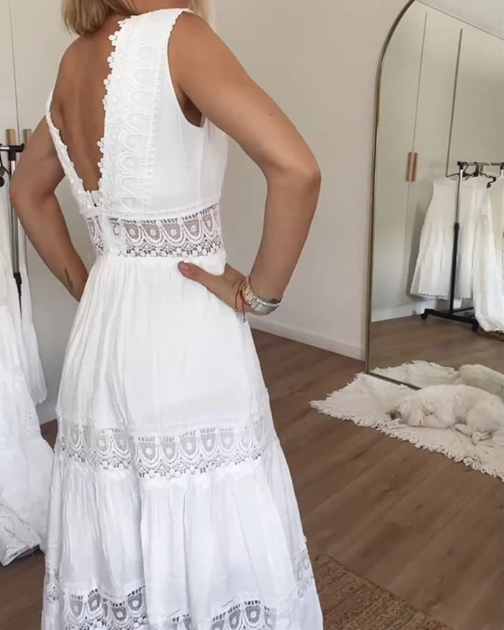 Circe - Vestido Camisola de Encaje con Escote en V