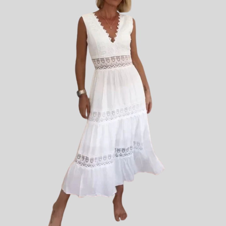 Circe - Vestido Camisola de Encaje con Escote en V