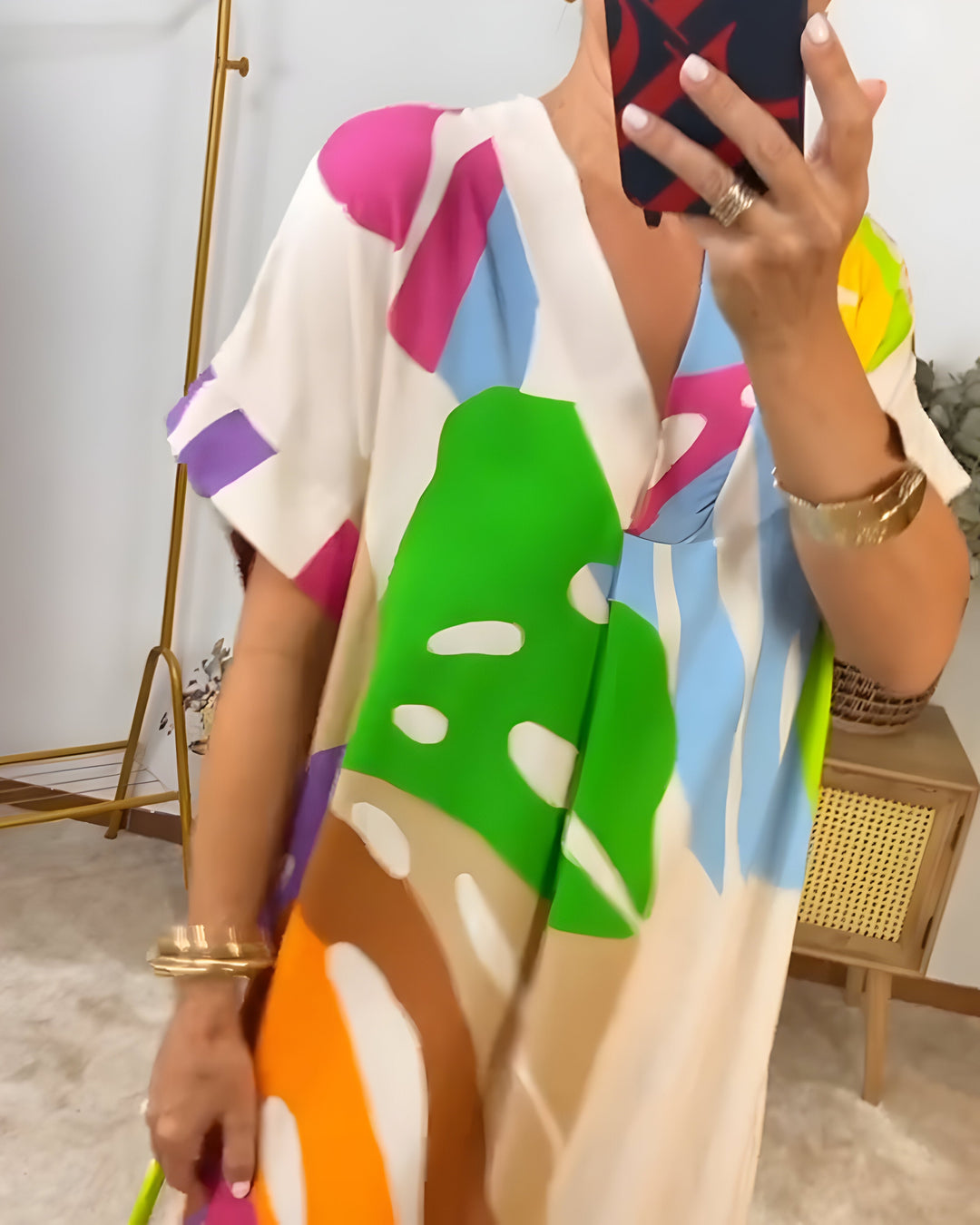 Rianna - Vestido de Estampado Abstracto