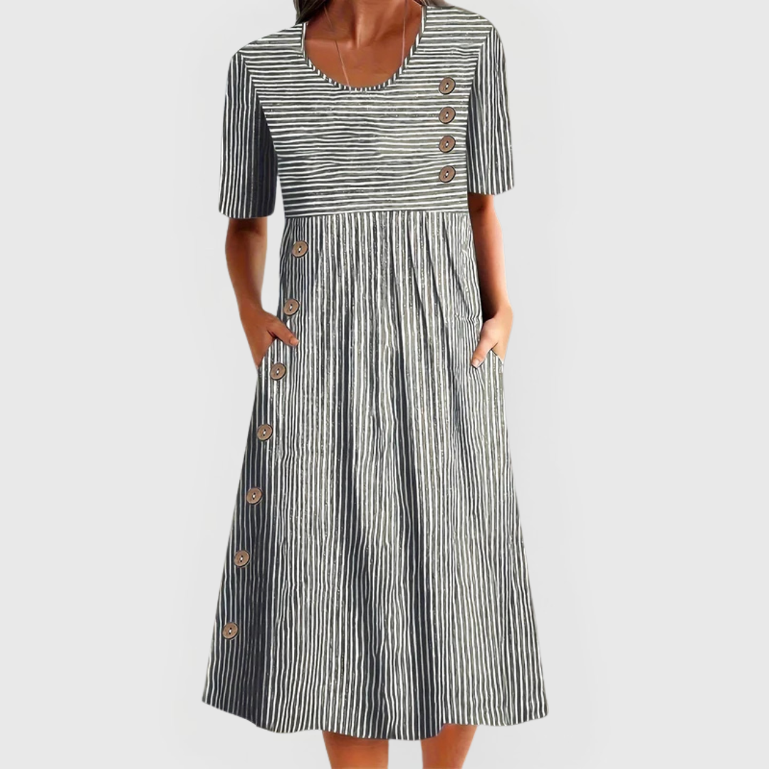 JARNA | VESTIDO MIDI RAYADO