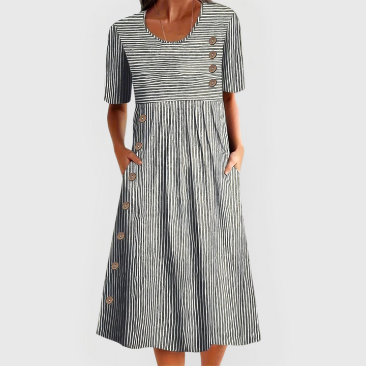 JARNA | VESTIDO MIDI RAYADO