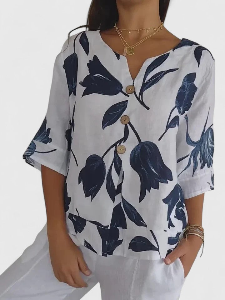 Laura | Blusa V-Neck Confortable